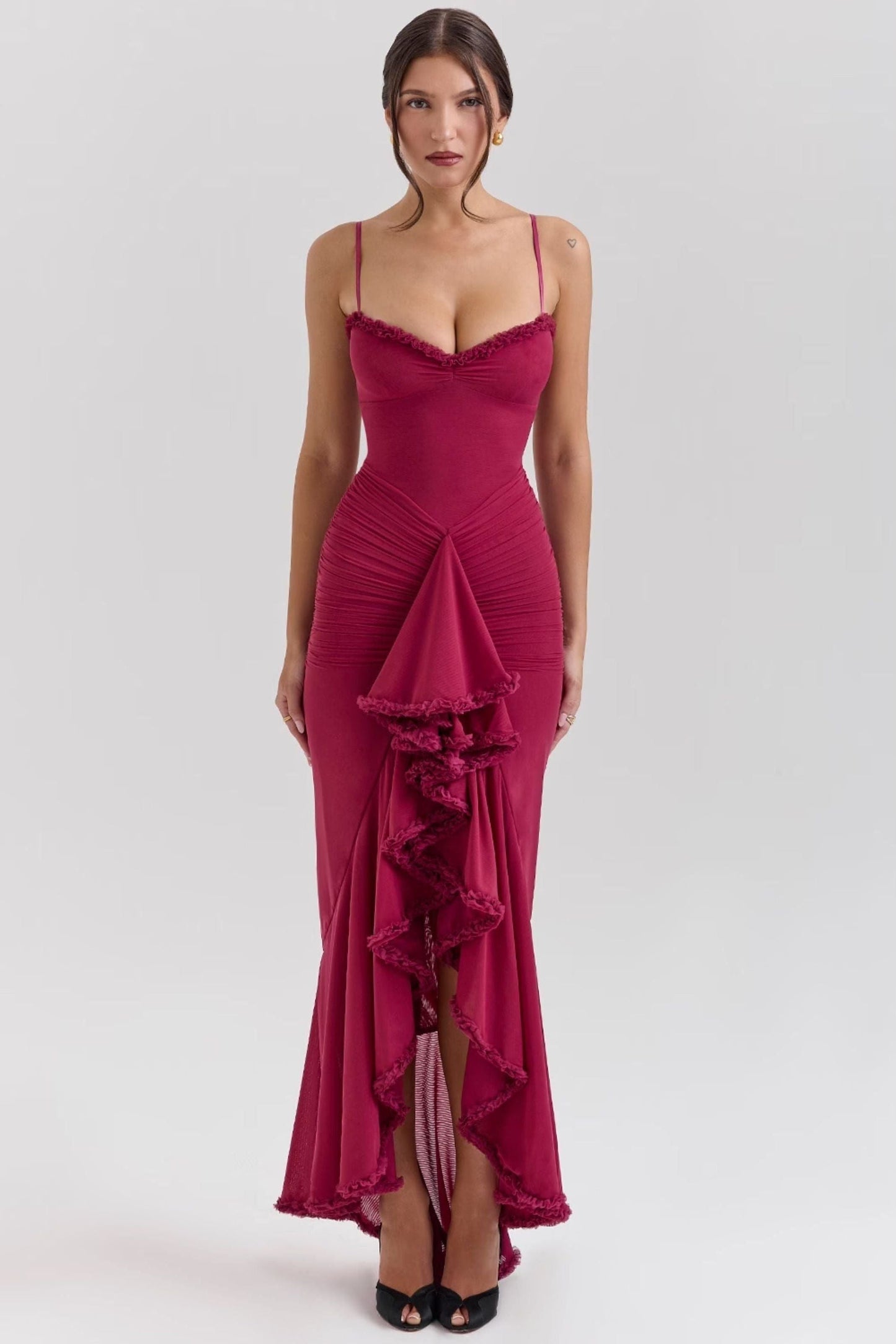 Cristina™ | Vestido largo con volantes y diseño drapeado