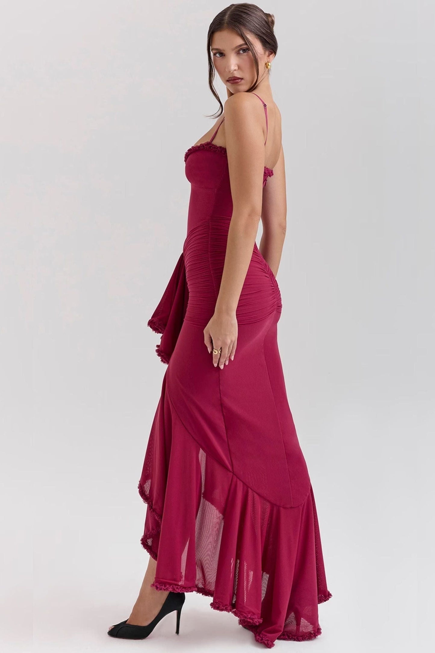 Cristina™ | Vestido largo con volantes y diseño drapeado