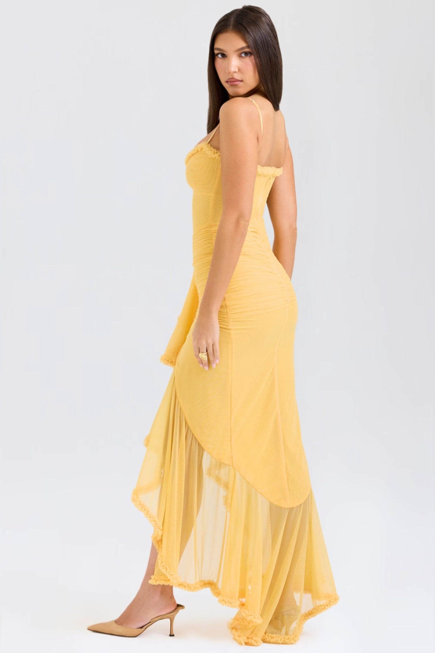 Cristina™ | Vestido largo con volantes y diseño drapeado