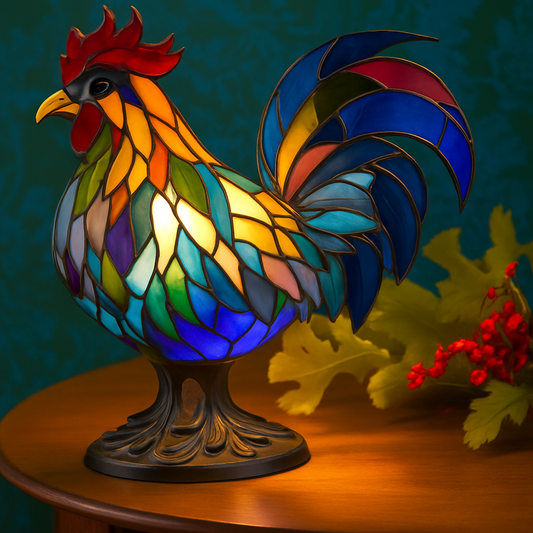 Cocó – Lámpara mágica de gallo en vidrio colorido