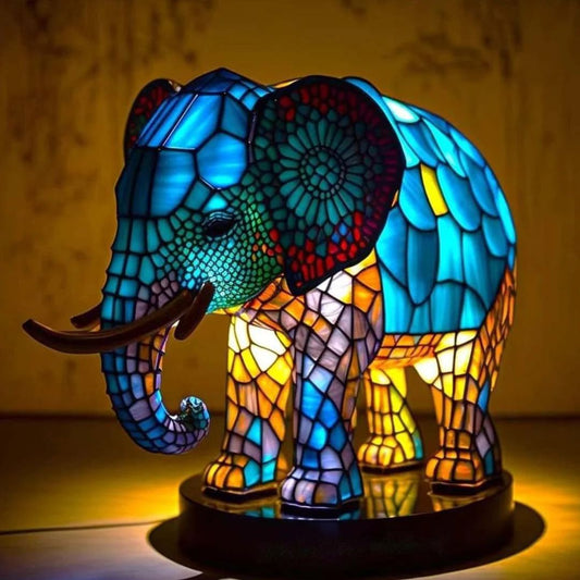 Osito – Lámpara mágica de elefante en vidrio colorido
