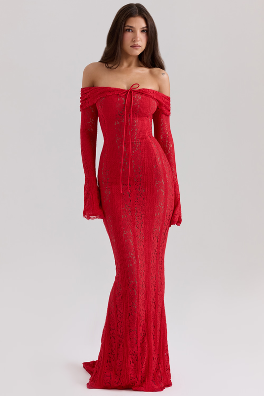 Valentina™ | Vestido largo elegante con hombros descubiertos