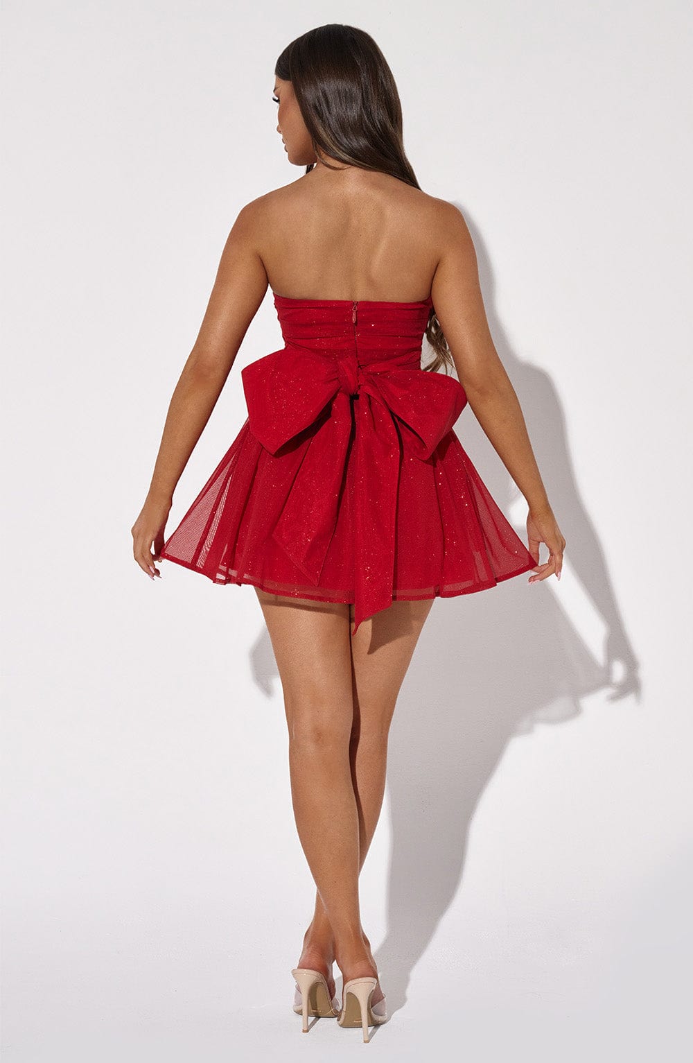 Luciana™ | Vestido mini con lazo en la espalda y detalles brillantes