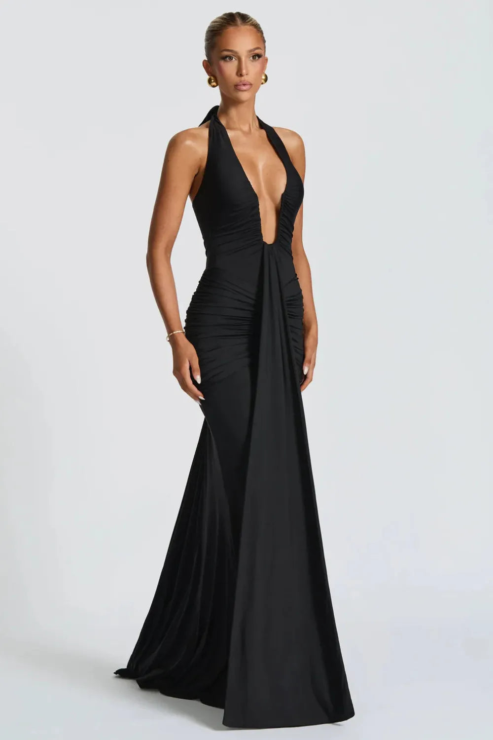 Gabriela™ | Vestido largo drapeado de punto elegante