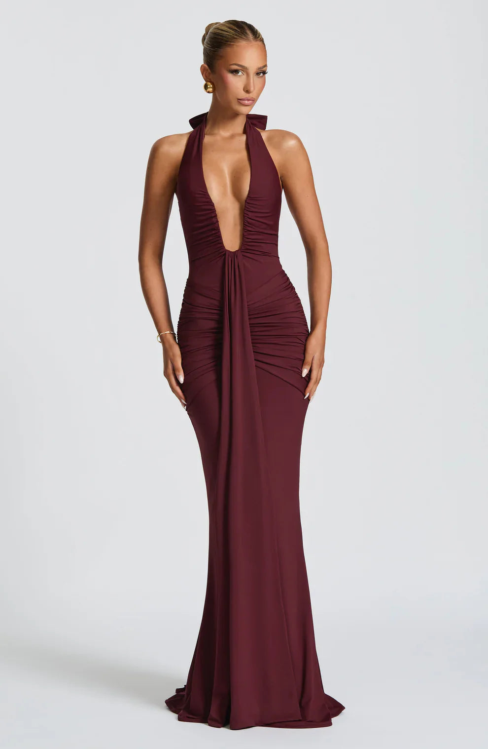 Gabriela™ | Vestido largo drapeado de punto elegante