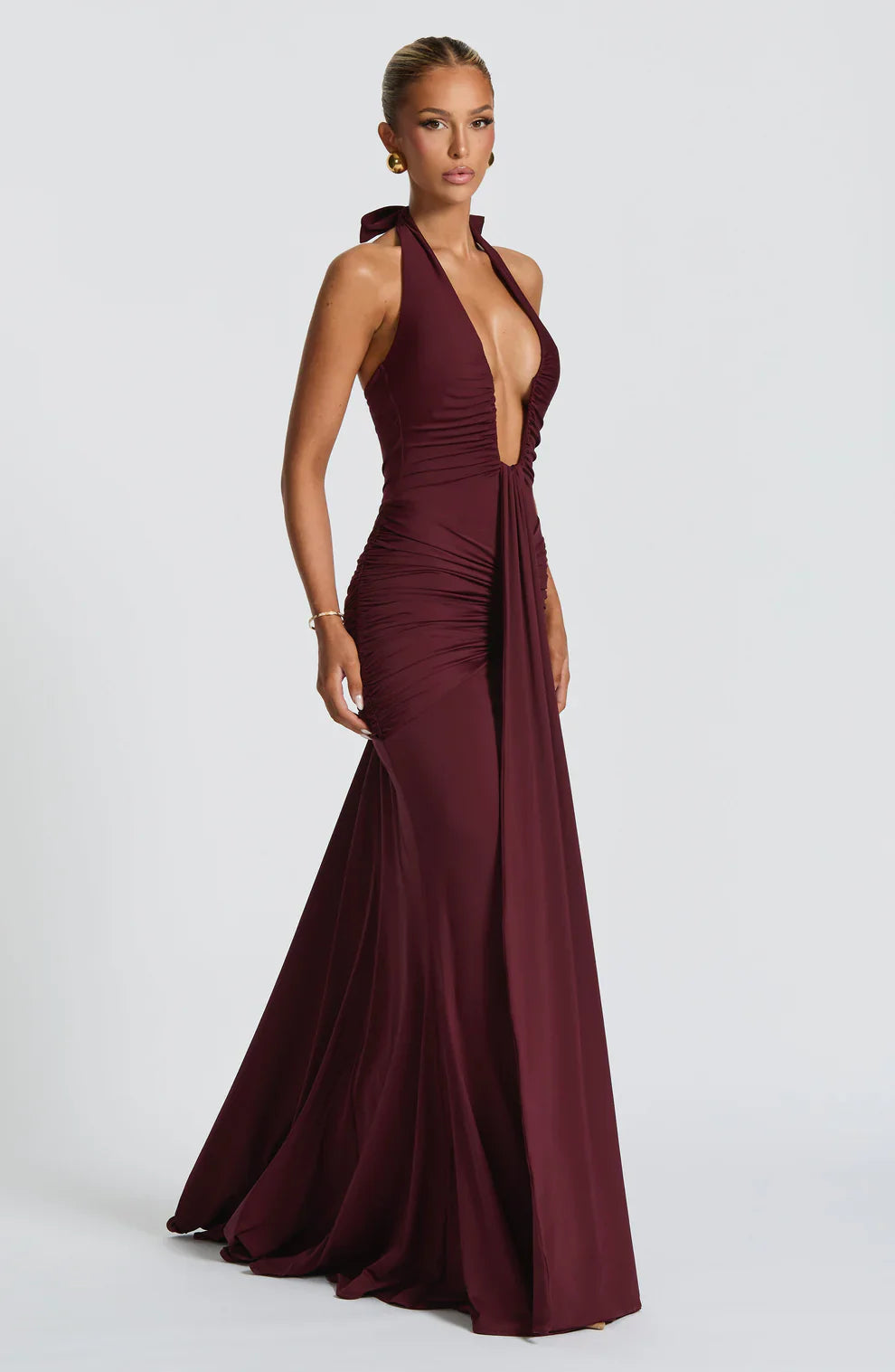 Gabriela™ | Vestido largo drapeado de punto elegante