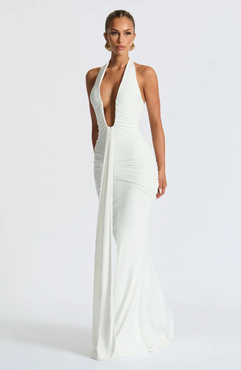 Gabriela™ | Vestido largo drapeado de punto elegante