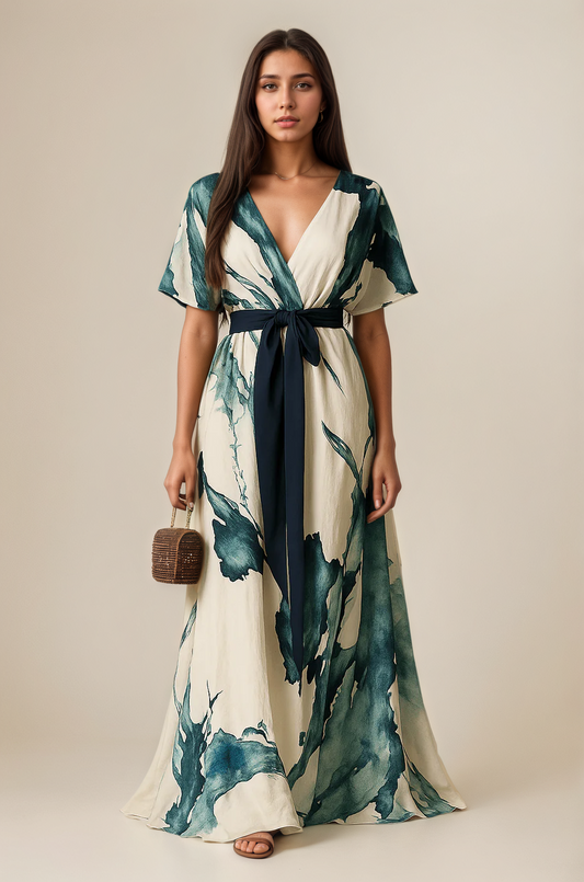 Nayla™ | Vestido largo con estampado acuarela