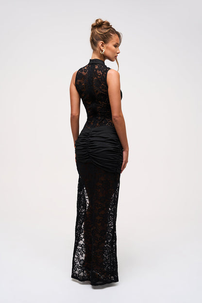 Rocío™ | Vestido largo de encaje con abertura lateral