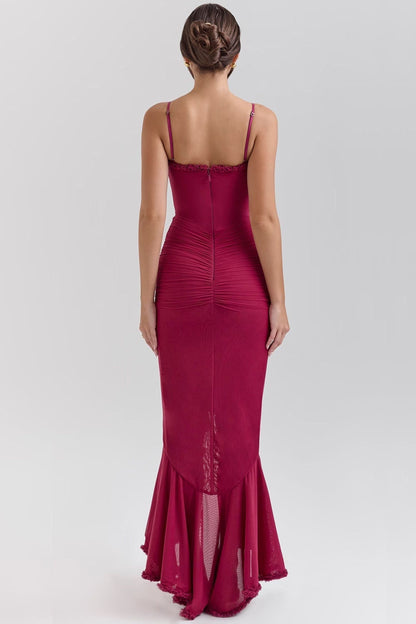 Cristina™ | Vestido largo con volantes y diseño drapeado