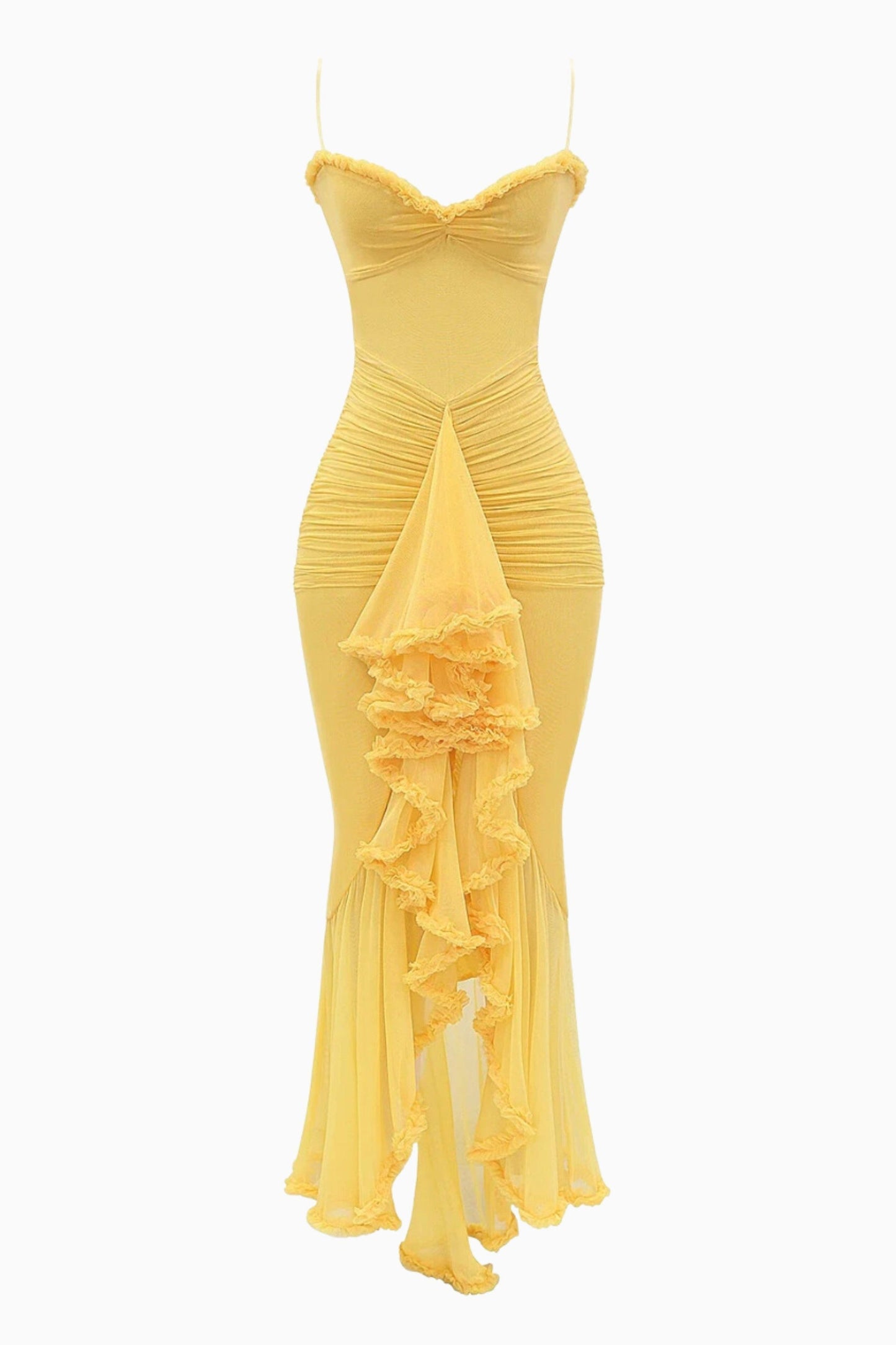 Cristina™ | Vestido largo con volantes y diseño drapeado