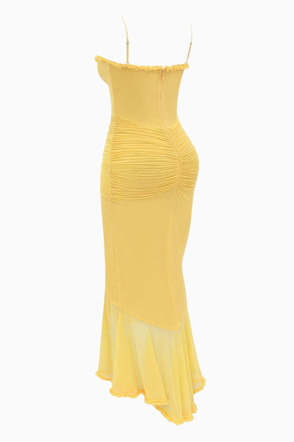 Cristina™ | Vestido largo con volantes y diseño drapeado