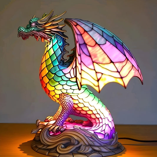 Garabato – Lámpara mágica de dragón en vidrio colorido