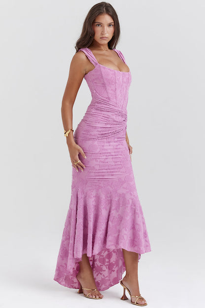 Pilar™ | Vestido largo rosa con cintura escultural