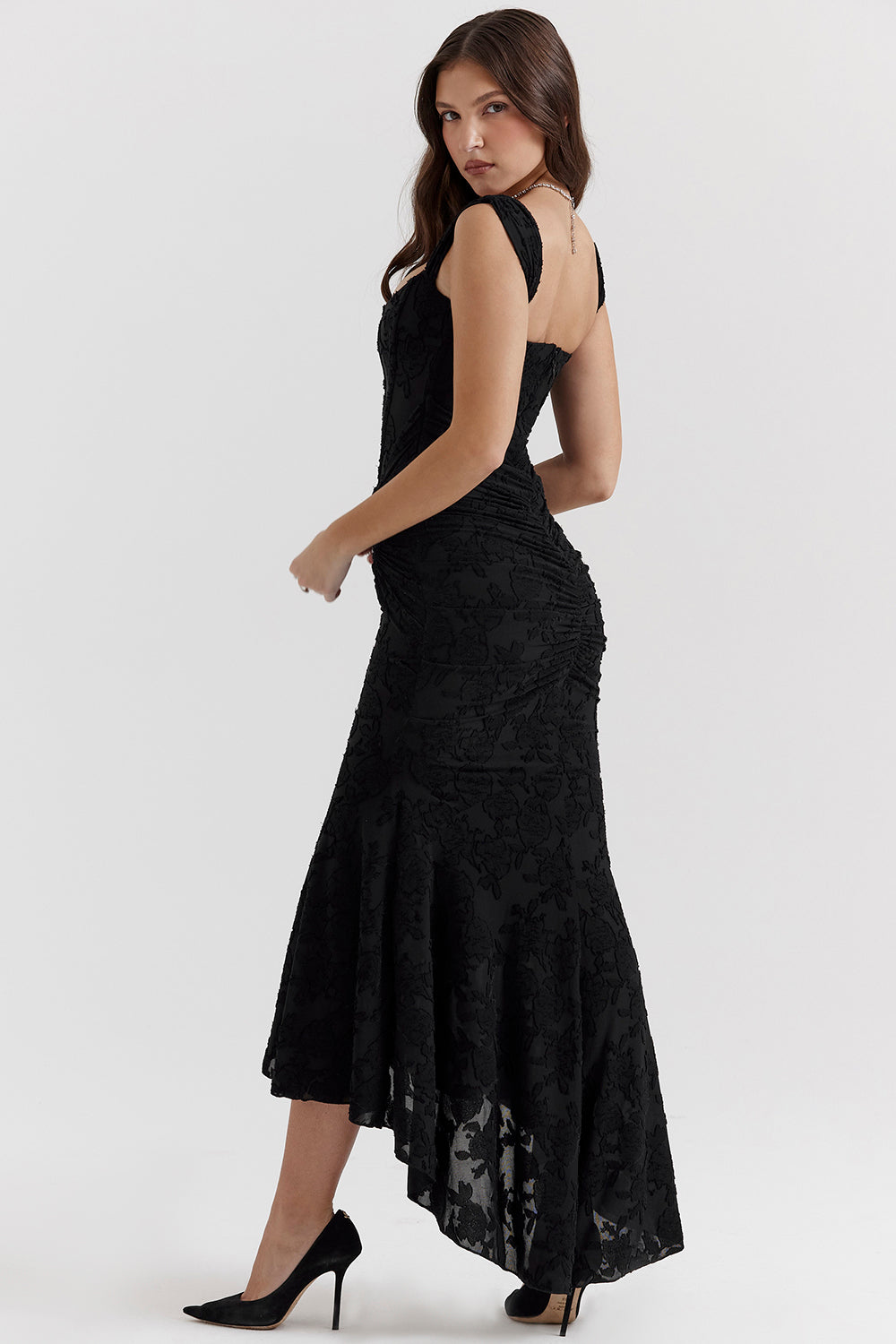 Pilar™ | Vestido largo con negro cintura escultural