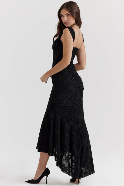 Pilar™ | Vestido largo con negro cintura escultural
