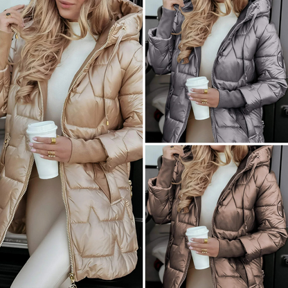 Elena™ | Abrigo de invierno elegante con capucha y relleno